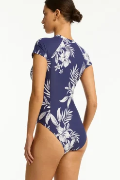Aloha Short Sleeved High Leg One Piece
