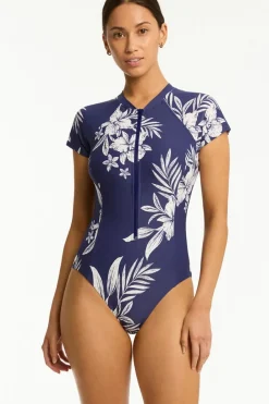 Aloha Short Sleeved High Leg One Piece