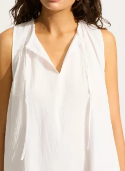 Beach Edit Gathered Neck Mini Dress