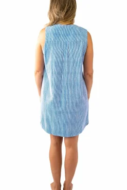 Sally Sleeveless Shirt Dress Stripes